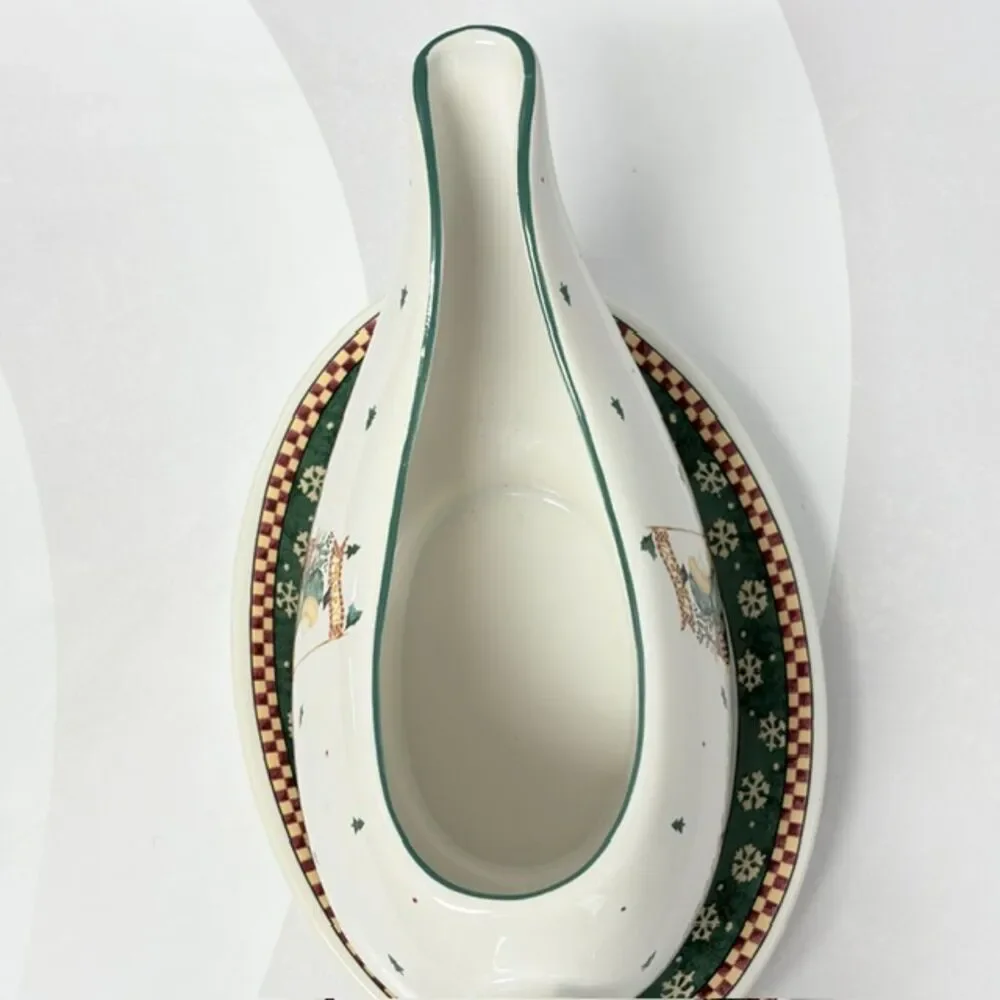 Sakura Debbie Mumm Sledding Characters Gravy Boat Saucer Christmas Box